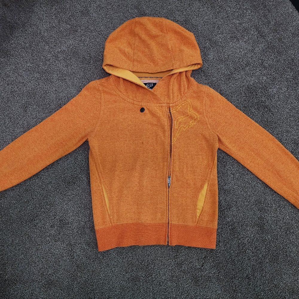 FOX Racing Women's Sweater Jacket. Orange, very comfortable. Deep hoodie, zip up